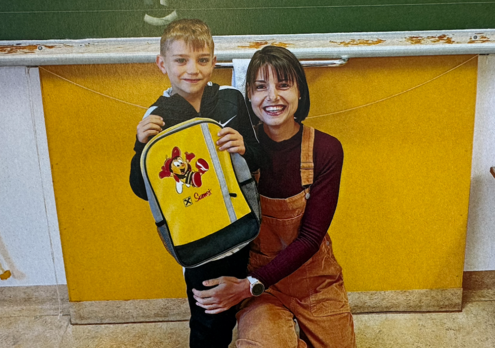Valentin mit Klassenlehrerin Barbara