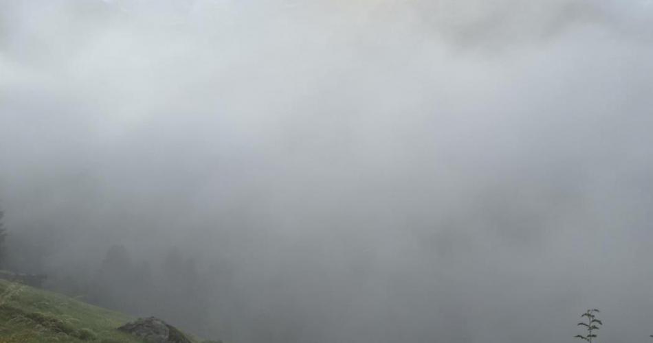 Sonne kämpft gegen den Nebel